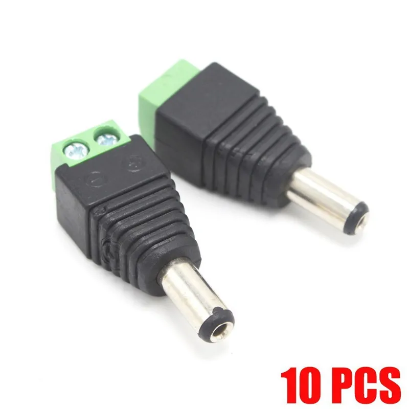 10pcs DC plug Male DC Power Plug Connector 2.1mm x 5.5mm 5.5*2.1mm Screw Fastening Type DC Plug Adapter to connection led strip