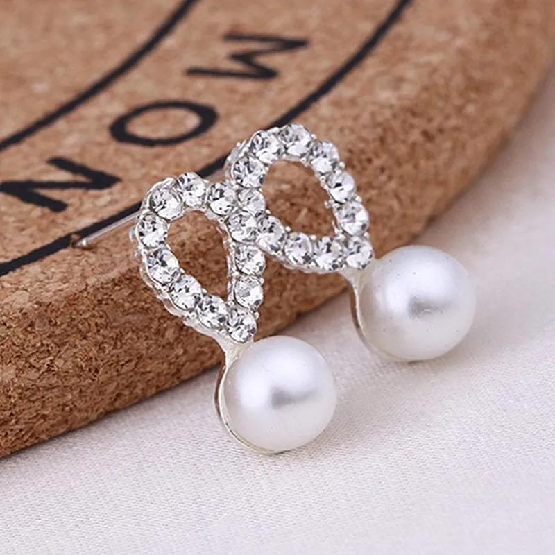 Simulated Pearls Stud Earrings for Women Crystal Waterdrop Earring Fashion Jewelry Geometric Brincos Bijoux Promotion