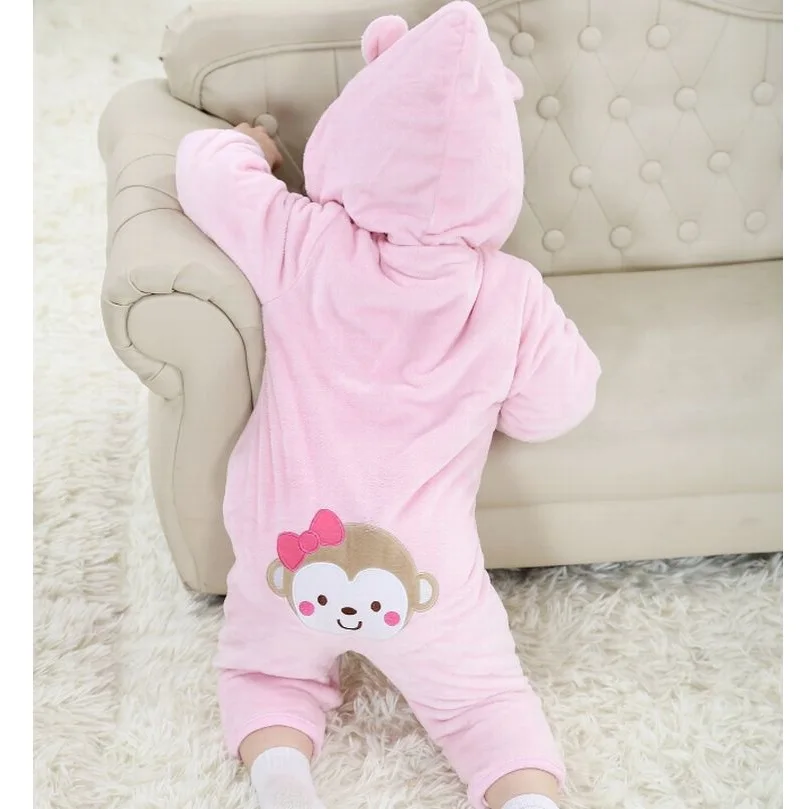 Winter Baby Rompers Fleece Thick Newborn Clothes Outfits Baby Boy Jumpsuit Girl One-Piece Clothes Hoodies Animal Cute Coat