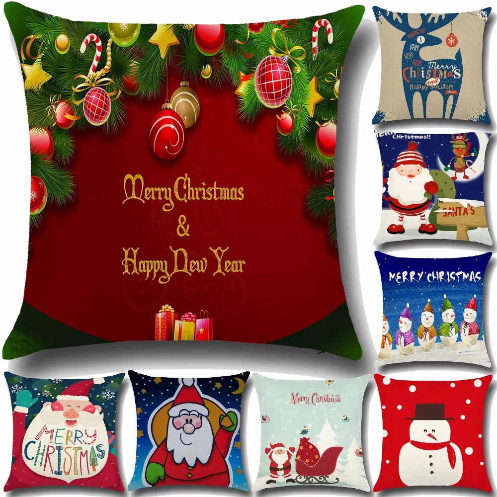 45*45cm Santa Snowman baby pillow case Christmas Series Pillowcase Cushion Christmas Gift Square Pillow cases without Core PP35