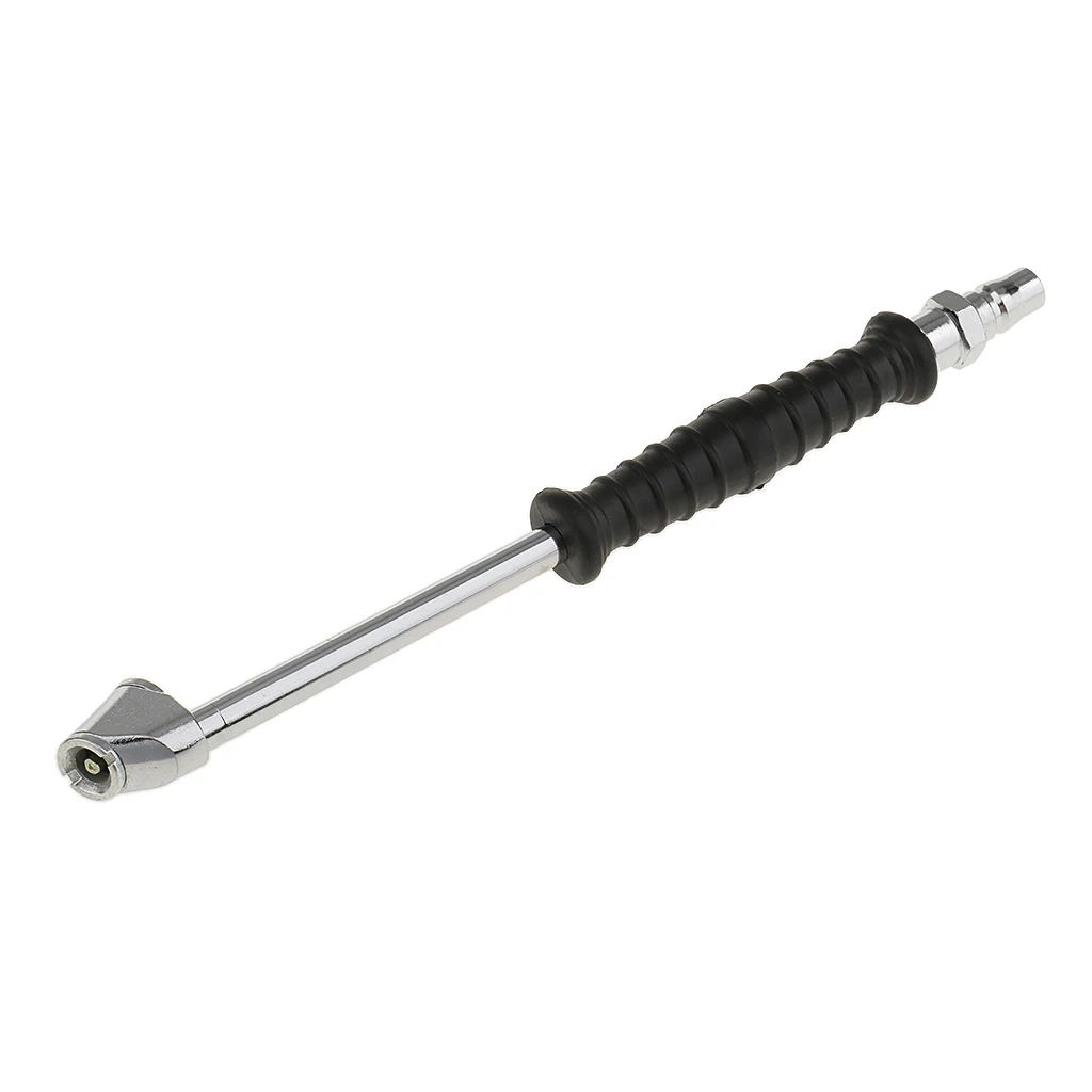 Car Motorcycle 9inch 230mm Long Reach Tire Air Inflator Dual Head Type Chuck Valve Rubberised Black Handle