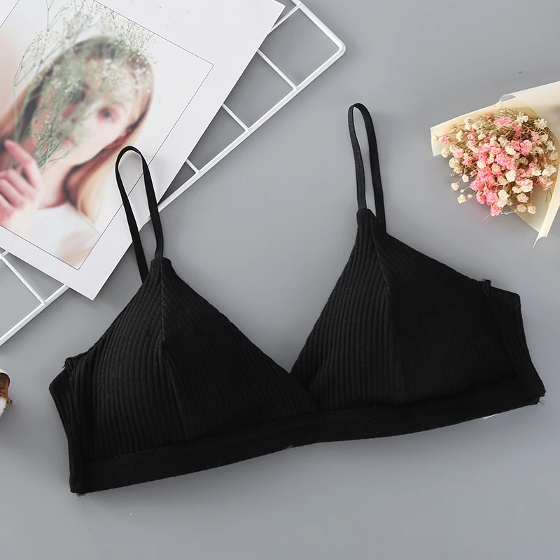 Cotton Push Up Bra For Women Nowire Bralette Female Underwear Sexy Lingerie V Neck Brassiere Simple Solid Color Removable Pads