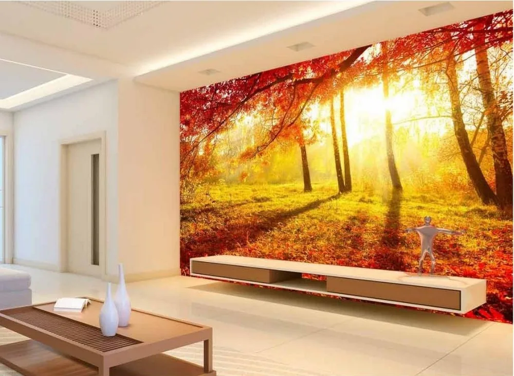 

classic painting wallpaper 3d murals wallpaper for living room Landscape Sunshine leaves Home Decoration