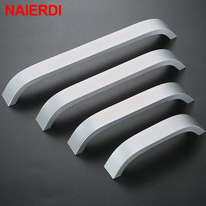 NAIERDI Kitchen Cabinet Knobs Handles Black Furniture Handle for Cabinet Drawer Pulls Aluminum Alloy Handle 96/128/160/192mm