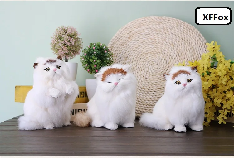 3 pieces a set real life cat models plastic&furs simulation cute cat dolls gift about 16-19cm  xf1293