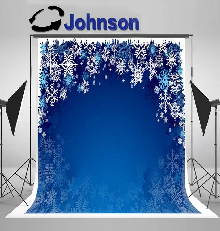 

Christmas Blue White Snowflake Bokeh Winter background High quality Computer print party photo backdrop