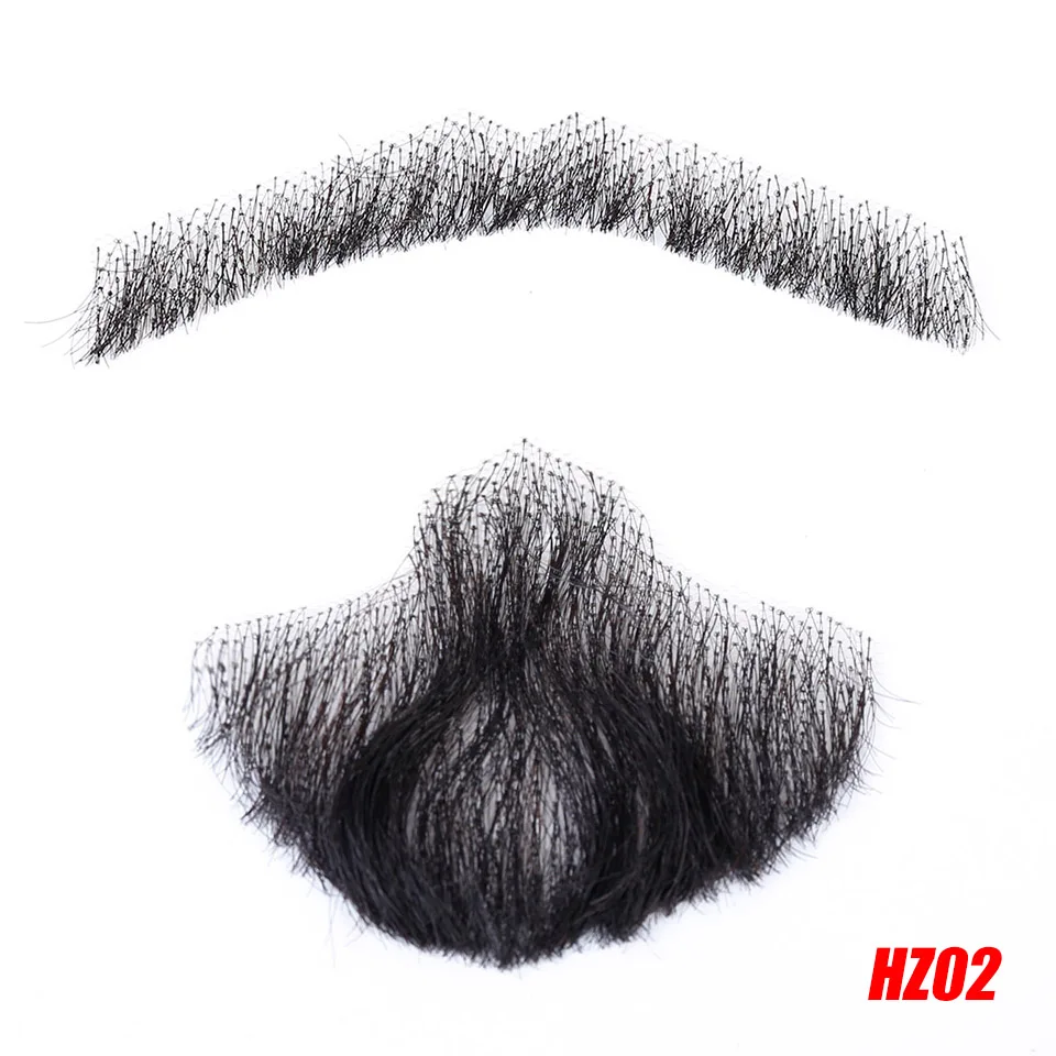 Brazilian Lace Beard For Men 100% Human Hair Hand Made Mustache Remy Hair Cosplay Swiss Lace Invisible Fake Beards SalonChat