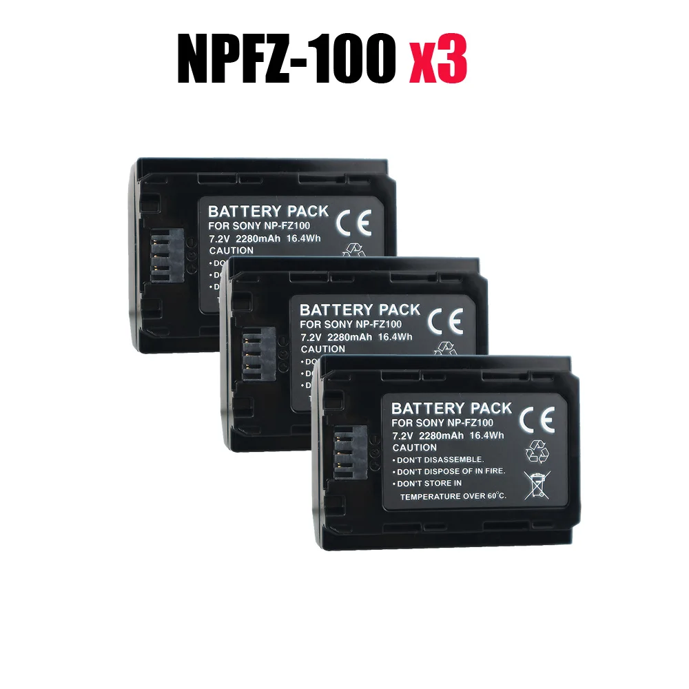 

New 3pcs NP-FZ100 NPFZ100 NP FZ100 battery for Sony A7R III A7 III BC-QZ1 A9/A9R Alpha9 Alpha9R Alpha 9S A7RM3 camera