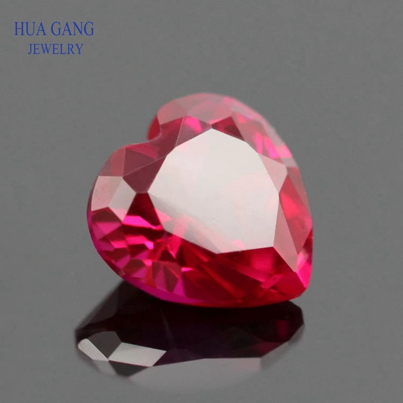 

5# Red Ruby Stone Heart Shape Princess Cut Synthetic Corundum Gems stone For jewelry Size 2x2~15x15mm
