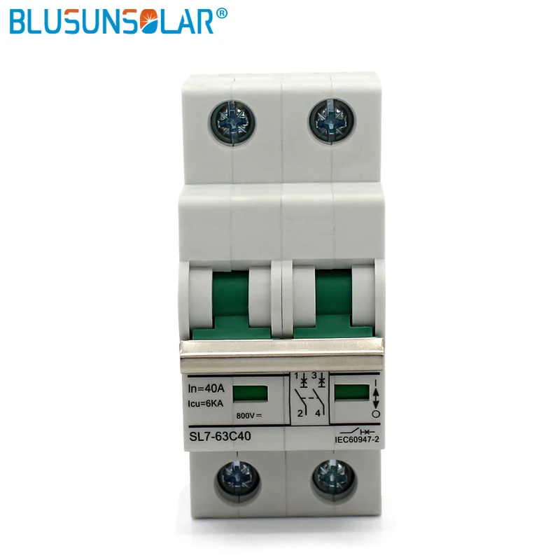 

100PCS/Lot 2P In 40A / Icu 6KA DC800V MCB Solar energy photovoltaic (pv) solar dc switch dc controller DC Circuit Breaker