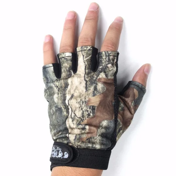 Camouflage Fishing Gloves Half-Finger Three Five Fingers Cut Professional Night Lure Glove Anti-skidding