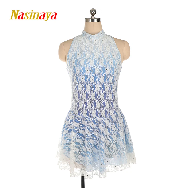 Nasinaya Girls' Rhythmic Gymnastics Dance Performance Dress White Lace Dress Children's Figure Skating Competition Dress