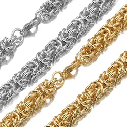 6/8/10mmFashion 316L Stainless Steel Silver Color/Gold Round Circle Byzantine Link Chain Men/Women Necklace Or Bracelet 1PCS New