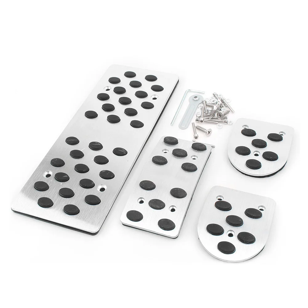 MT Foot Rest Pedal Pad Cover For Toyota Corolla RAV4 Yaris Silver Aluminum with logo