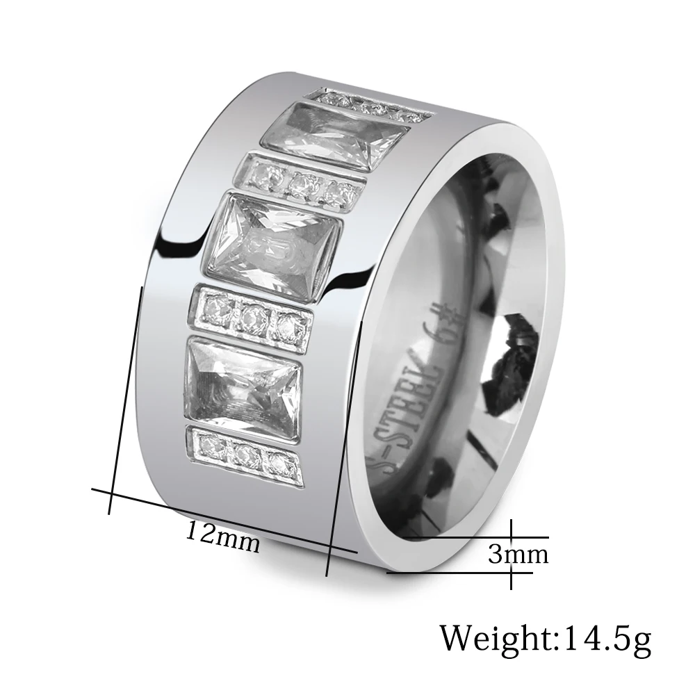 New Luxury High Quality Stainless Steel Women\'s Finger Ring Polished Wedding Zircon Ring for Party