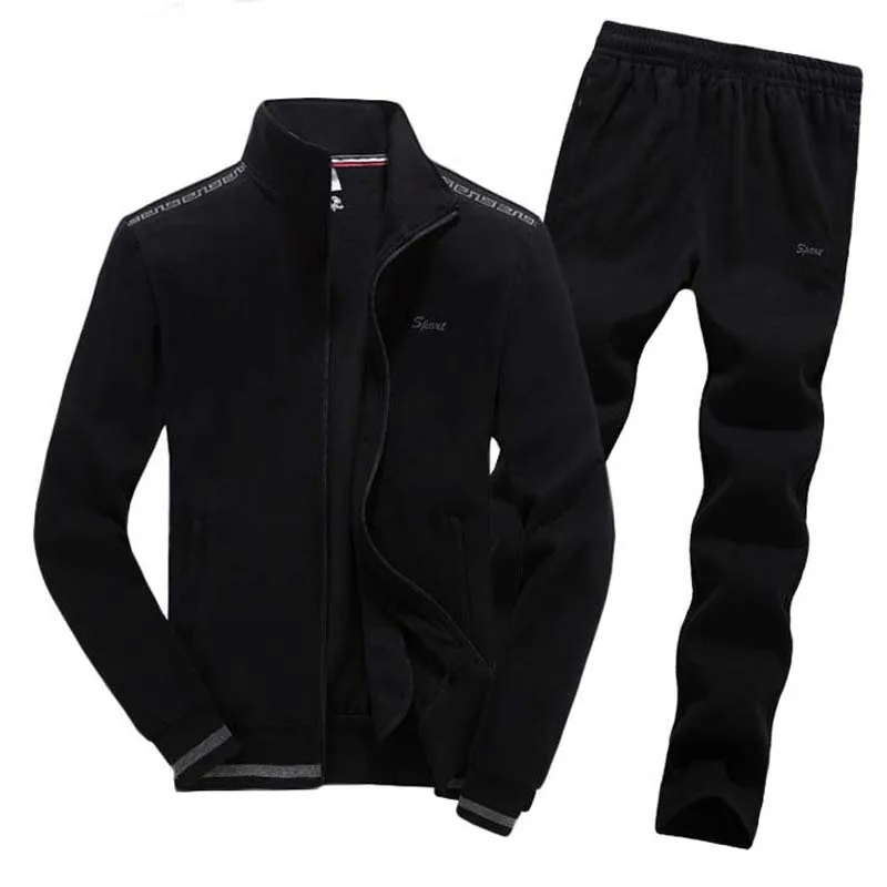 Mens Sportsuits Set Big Size 6XL 7XL 8XL Man Jogging Suits Knitted Fabrics Keep Warm Sport Gym Clothing Male Running Jogger Sets