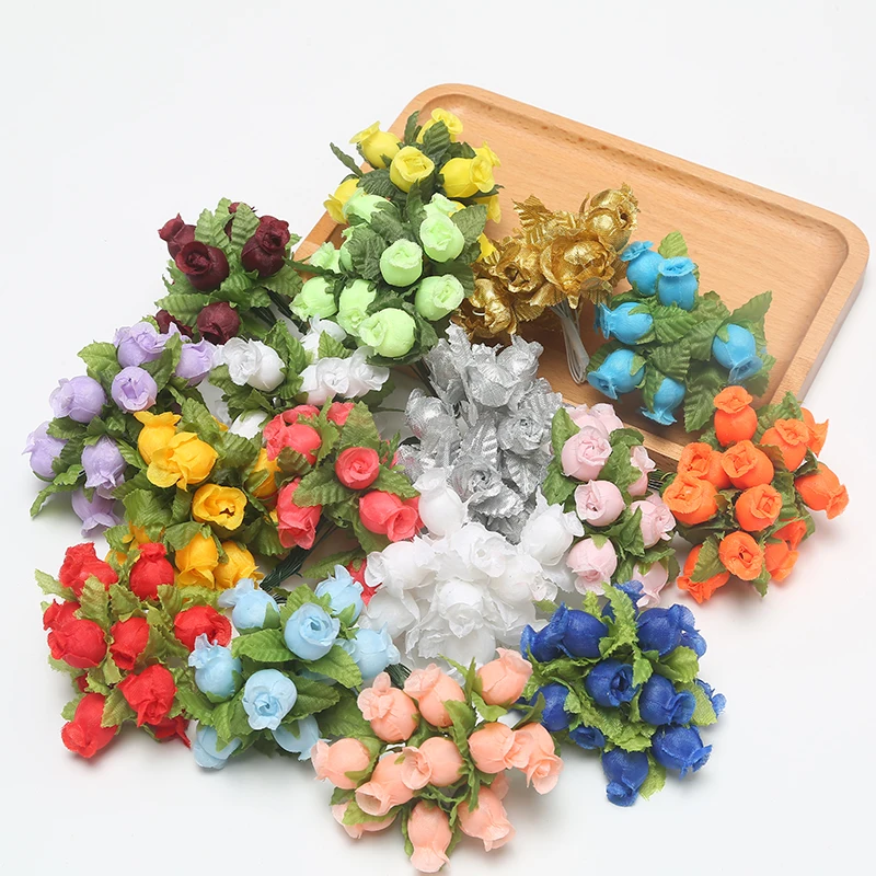 36/72/PCs Mini Künstliche Blumen Seide Rose Blumenstrauß Für Hochzeit Party Dekoration DIY Kranz Sammelalbum Zubehör – Detail 3