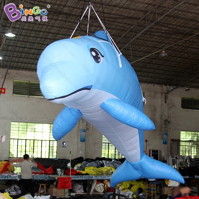 Free Shipping Giant Inflatable Blue Dolphin for Ocean Theme Event Decoration Lovely Blow Up Hanging Dolphin Model Toys