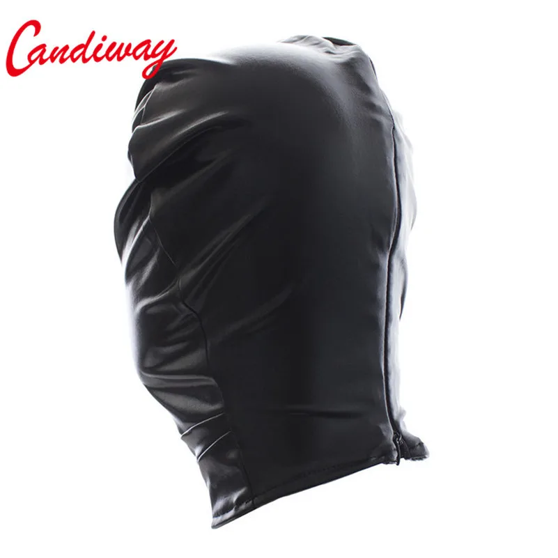 Sexy PU Leather Latex Hood Black/red Mask Sun-proof Breathable costume ball BD SM Adult for party role Cosplay games outfit