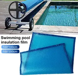 Película de burbujas de aislamiento para piscina, 100x100M, 100x200M, PE, impermeable, a prueba de polvo, borde perforado azul