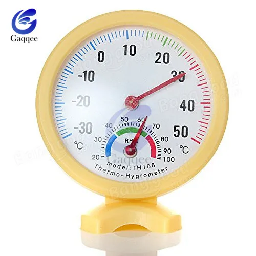 Thermometer Hygrometer Mini Round Clock-shaped Measuring Indoor Outdoor Wall Temperature Humidity Thermometer Meter Gauge