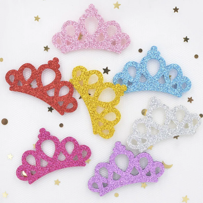 20Pcs Glitter Crown Patches Glitter Leather Crown Pads Applique/Scrapbooking Crafts Accessories for Card Making