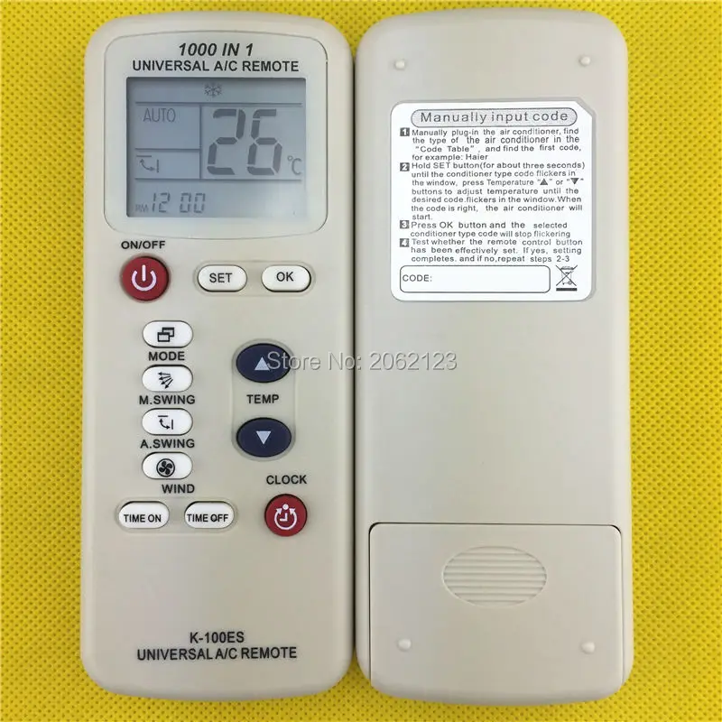 1000 in 1 LCD Screen Universal Remote Control K-100ES Use for All Air Conditioner