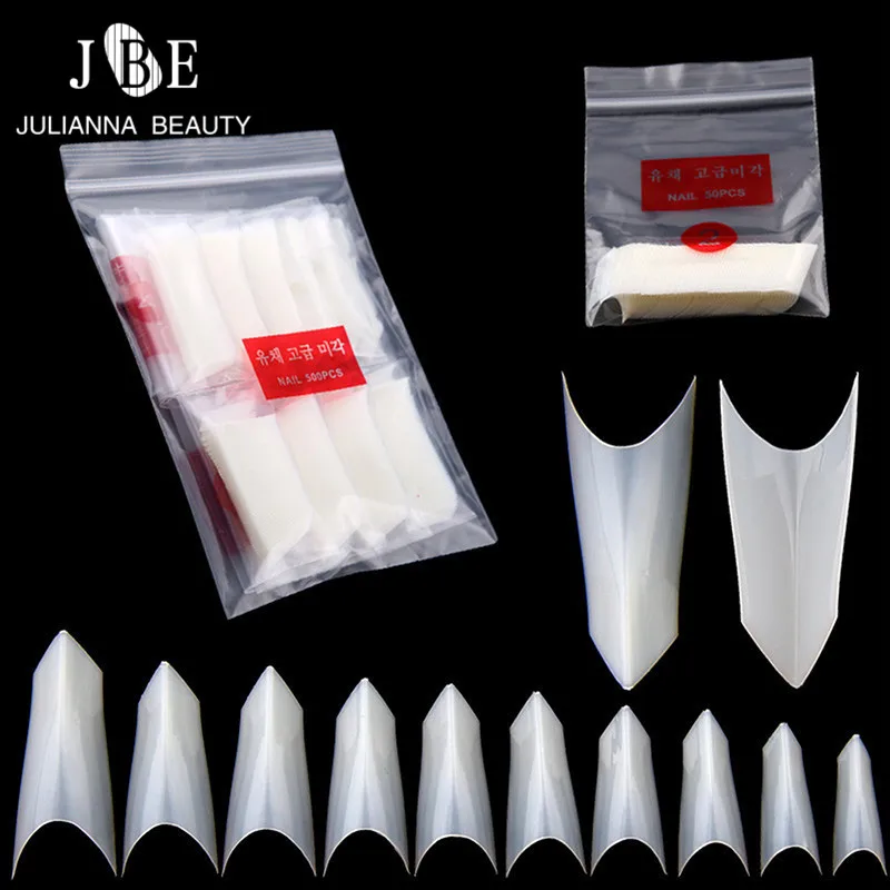 

500 Pcs 3D Design Sharp Professional Nail Tips Clear/Nature Triangle French Fake Nail Tips Manicure Arcylic Nail Art Designs