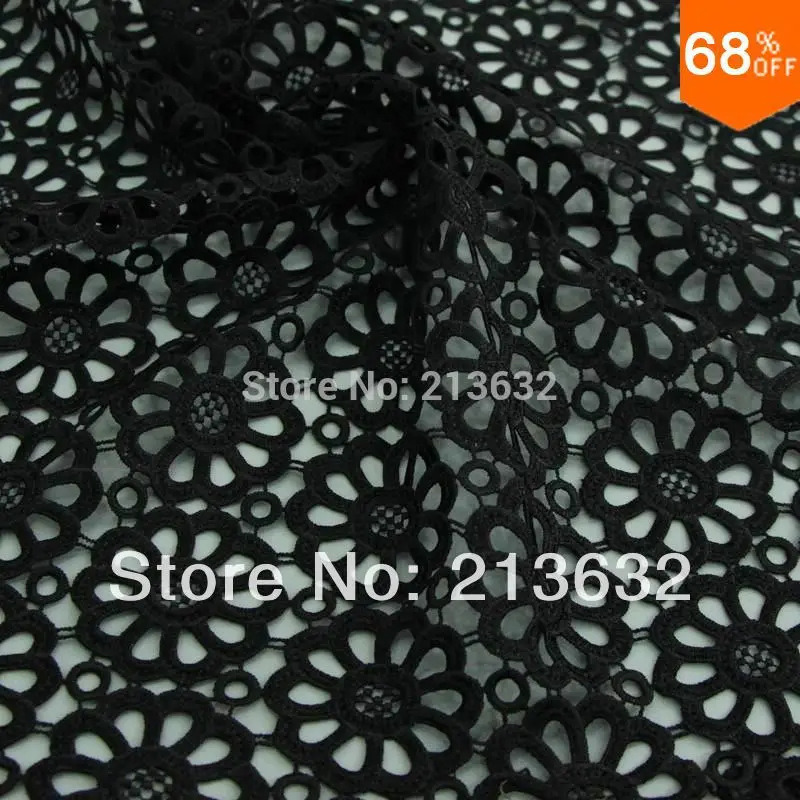 D po41 pet Polyester yarn water soluble solid hollow out full black embroidered cloth embroidery factory luxury material