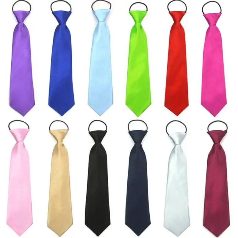 child necktie solid tie children neckties kid's elastic rope neckwear node ready easily tie red orange pink blue 2pcs/lot