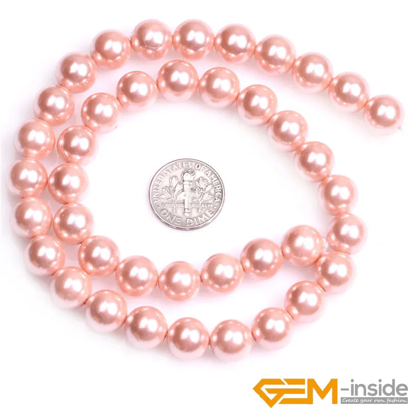 10mm Round Pearl Shell Beads Readl Shell Pearl Beads For Women Necklace Or Bracelet Making Strand 15\