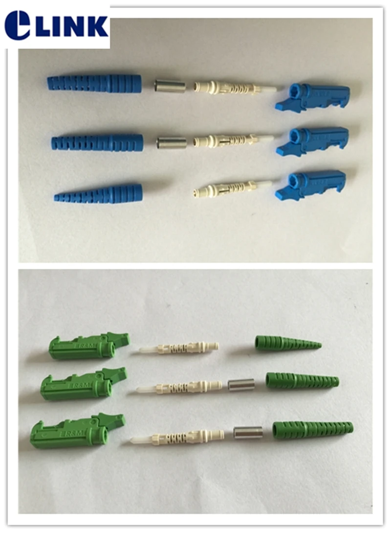 

E2000 fiber connector kit with ferrule(1.0mm) UPC APC made in China ftth accessories with metal shutter factory ELINK 100pcs