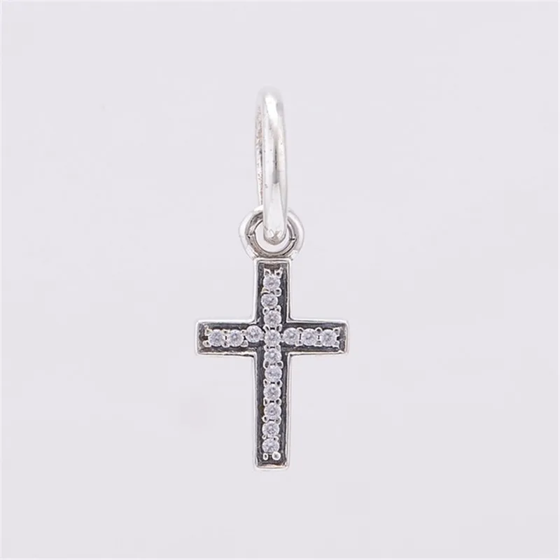 Fits European Charms Bracelet 925 Sterling Silver Clear Crystal Cross Spacer Charms Bead Women DIY Jewelry Making Free Shipping