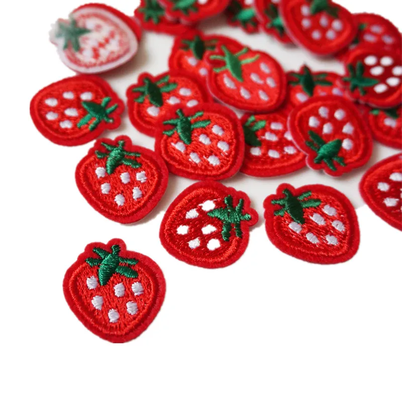 10PCS Embroidered Sewing Iron On Strawberry Patches Plants Badge For Bag Jeans Hat Appliques DIY Sticker Cute Decoration