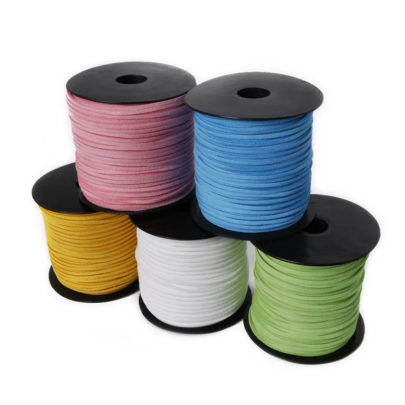 100yards/roll 2.8mm Flat Faux Suede Leather Cord String Rope Lace Thread Garment Findings for DIY braided Shoes Apparel Sewing