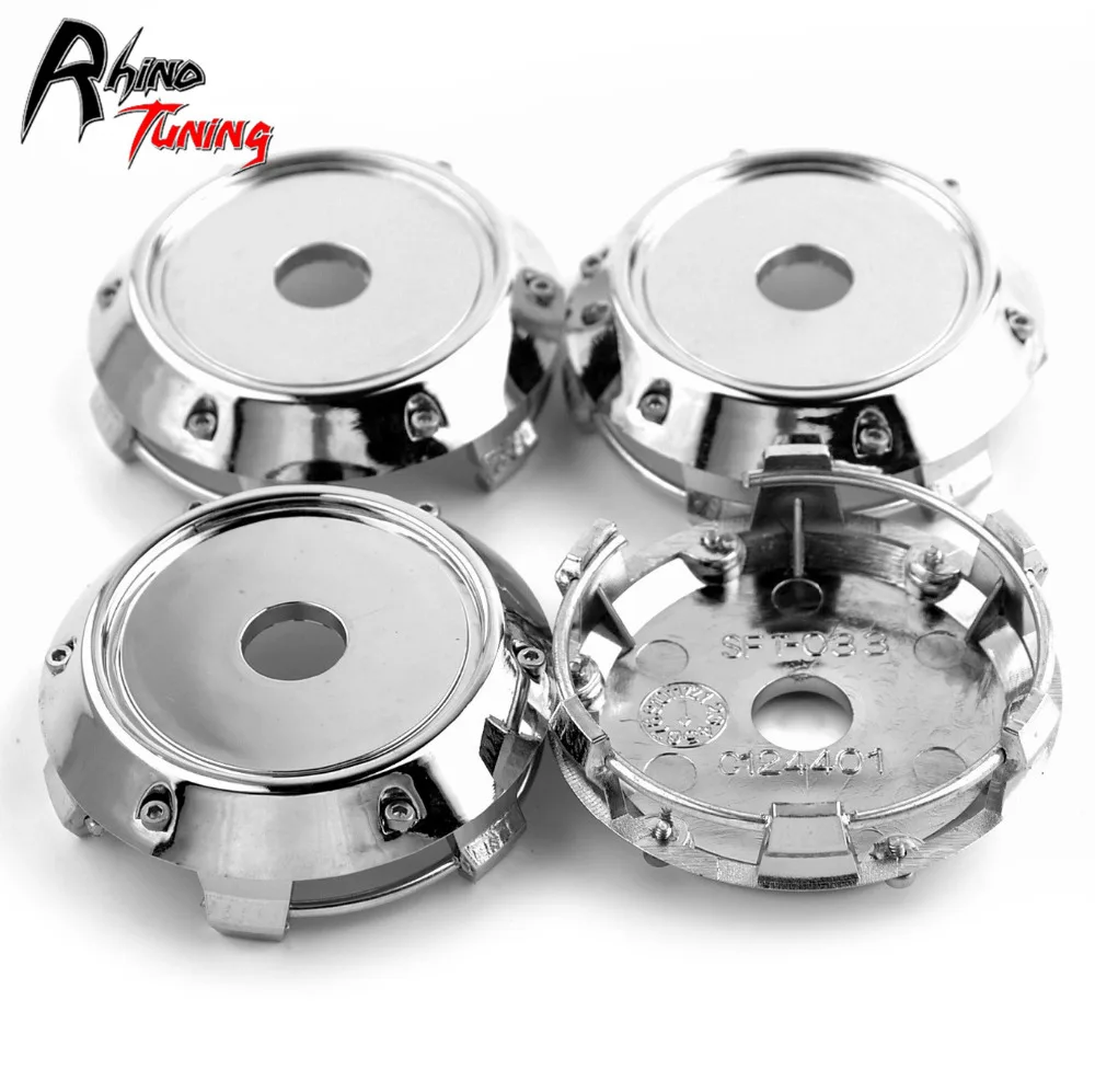 Rhino Tuning 4pcs 60mm Chrome Wheel Centre Hub Caps ABS For Tiguan Passat 5008 Auris Juke Mokka Auto Center Cap for Rims Cover