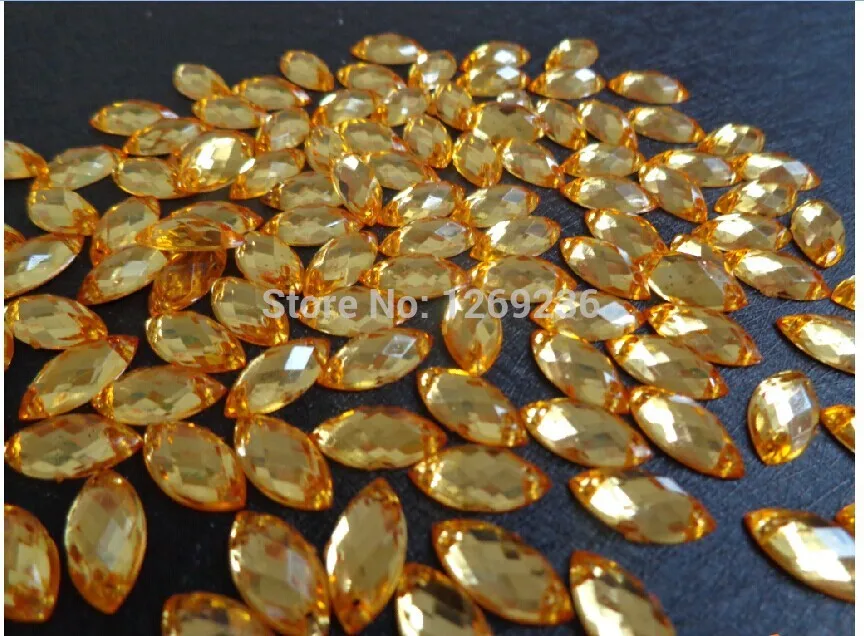 600pcs 6*12 light gold Sew On Acrylic Crystal Rhinestone Navette Shape Flatback  m015