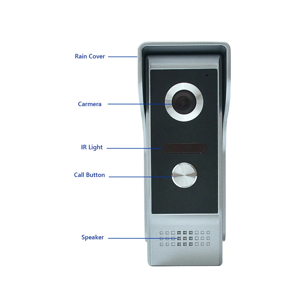 Sistema de intercomunicación con vídeo para puerta de 7 pulgadas, panel de aleación de Zinc, visión nocturna IR, cámara impermeable, 3 monitores