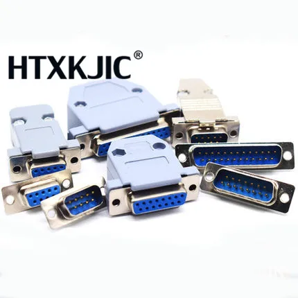 10pcs Parallel Serial Port DB15 15 Pin db25 D Sub Fmale/Male Solder Connector + Plastic Assemble Shell Cover VGA Adapter DB9