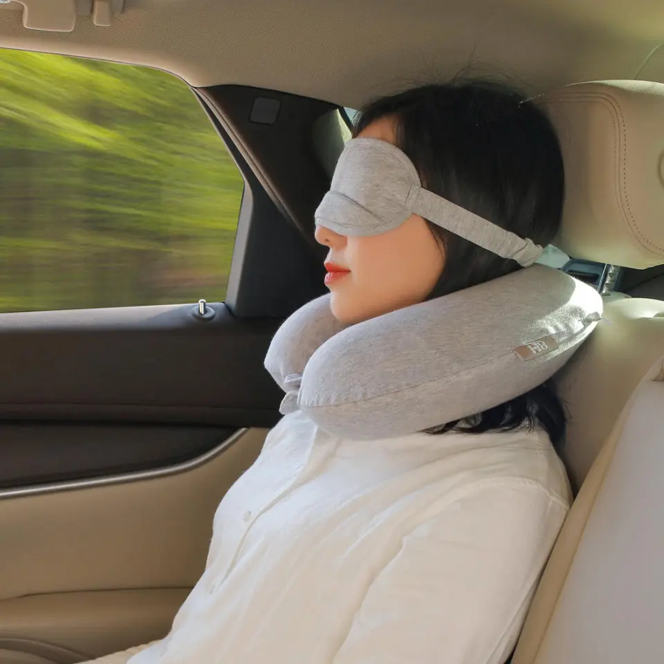 Original 8H U Shape Memory Foam Neck Pillow Antibacterial Portable Travel 8H Eyes Mask Cushion Lunch Break Pillows