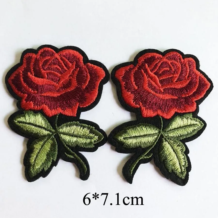 Set of Rose Flower Fabric Embroidered Patch Cap Clothes Sticker Bag Sew Iron On Applique DIY Apparel Sewing Clothing Accessories