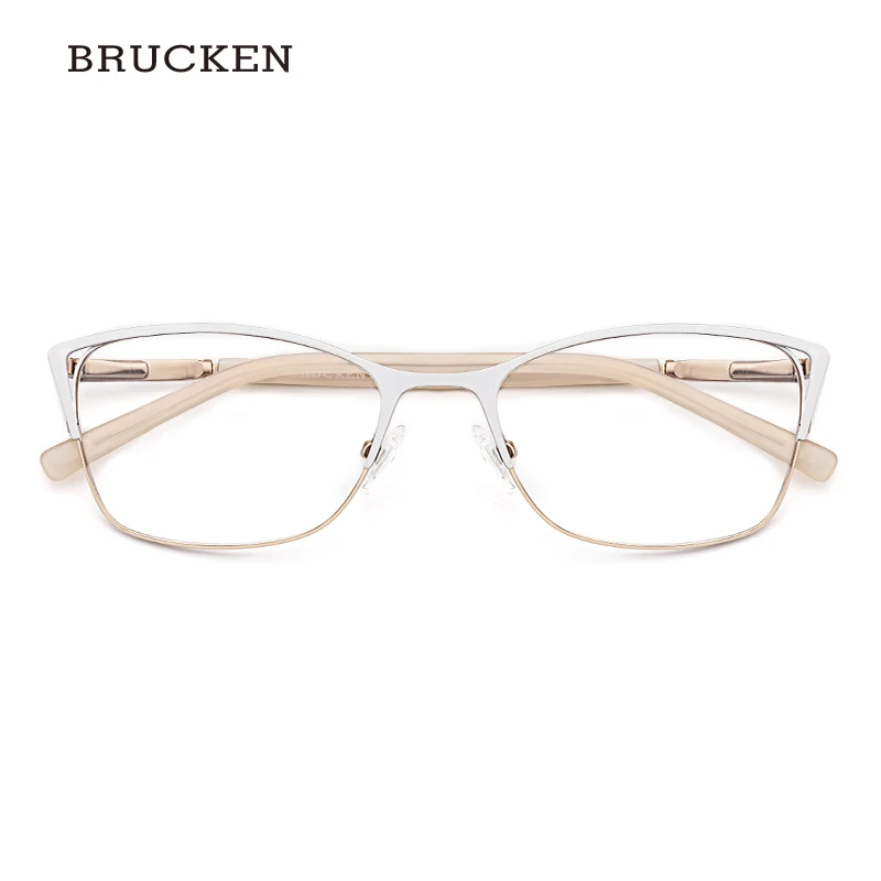 Metal Eyeglasses Frame Women Optical Glasses White Color Cat Eye Eyeglasses Frame Women #TWM7554C4