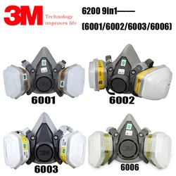 3M 6200 + 6001/6002/6003/6006 półmaska wielokrotnego użytku Respirator maska gazowa chroni przed malowaniem natryskowym kwasem