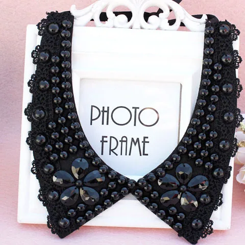 Vintage black lace beaded collar choker collar necklace fake collar women \'s clothing accessories sweet false collar