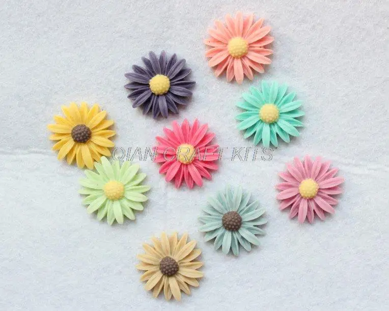 

120 pcs extra big 26 mm Mixed Colors sun flower resin cabochon Cabs decoden flatback wholesale free shipping D25