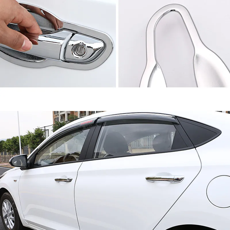 

Car Door Handle Cover ABS Chromium Door Bowl Pull Cover Trim Exterior for Solaris 2 2017 2018 Accessories