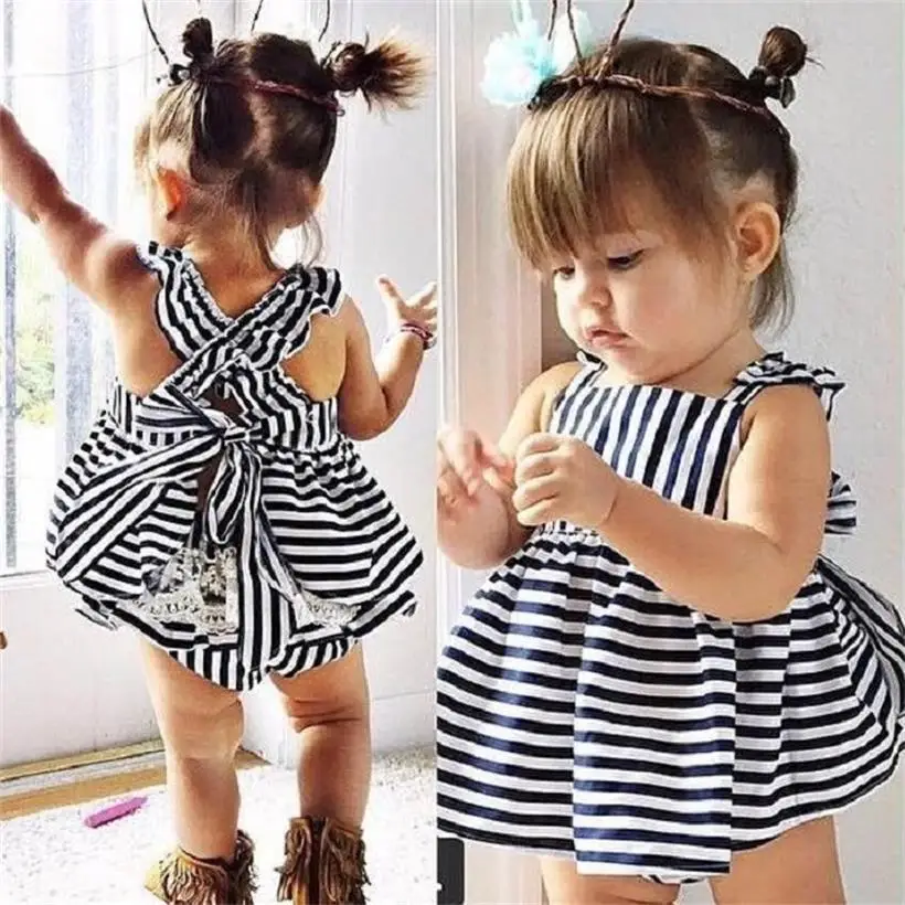 2017 Summer Baby Girl Clothes Sets Newborn Dress + Pant Suit Fashion Stripe Bebe Girls Clothing Blouse Panties 70 80 90 100