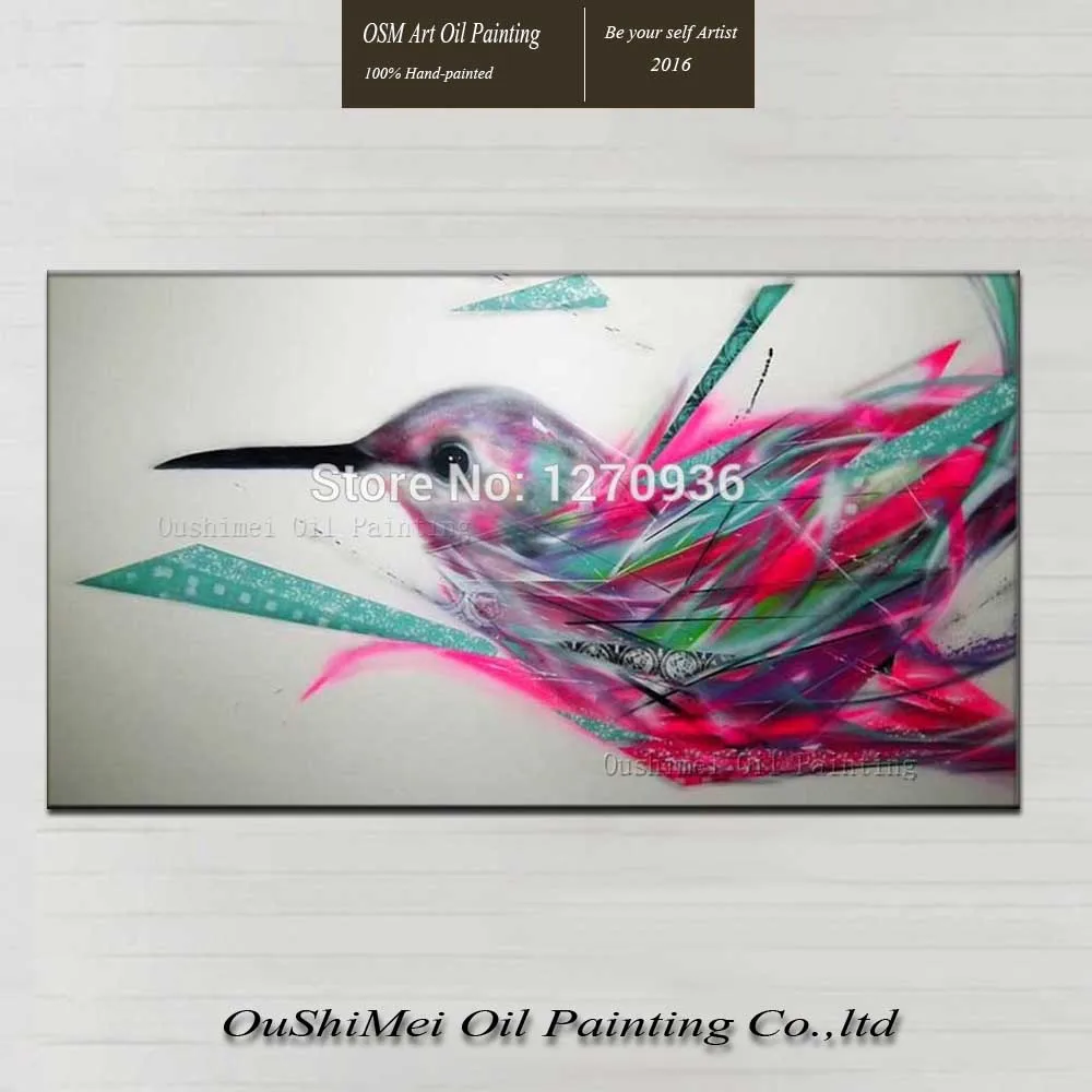 

Top Artist High Skill Hand-painted Modern Colorful Bird Fly in the Sky Oil Painting on Canvas Realistic Impression Animal Art