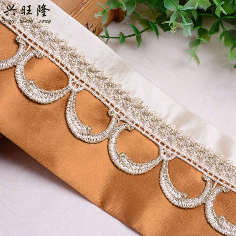 

XWL 12.5M/lot 9.5cm Wide Embroidered Curtain Lace Trim DIY Sew Clothing Cushion Lace Ribbon Belt Trim Decorative Lace Webbing