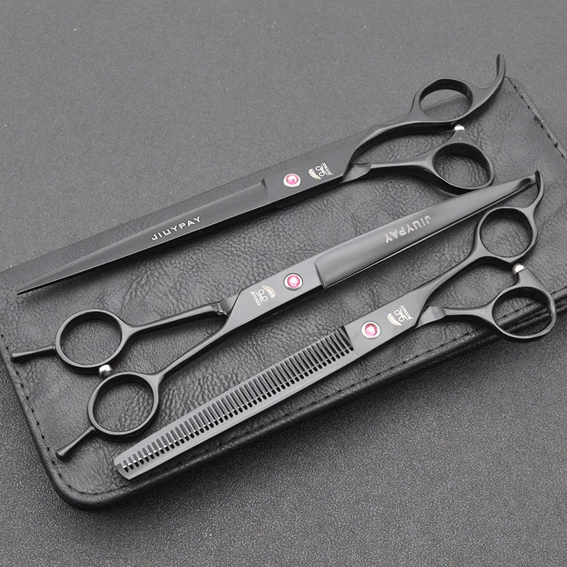 8.0 inch professional hair cutting shears pet grooming shears Dog Grooming Scissors  Cutting & Thinning & Curved Shears 3pcs/set